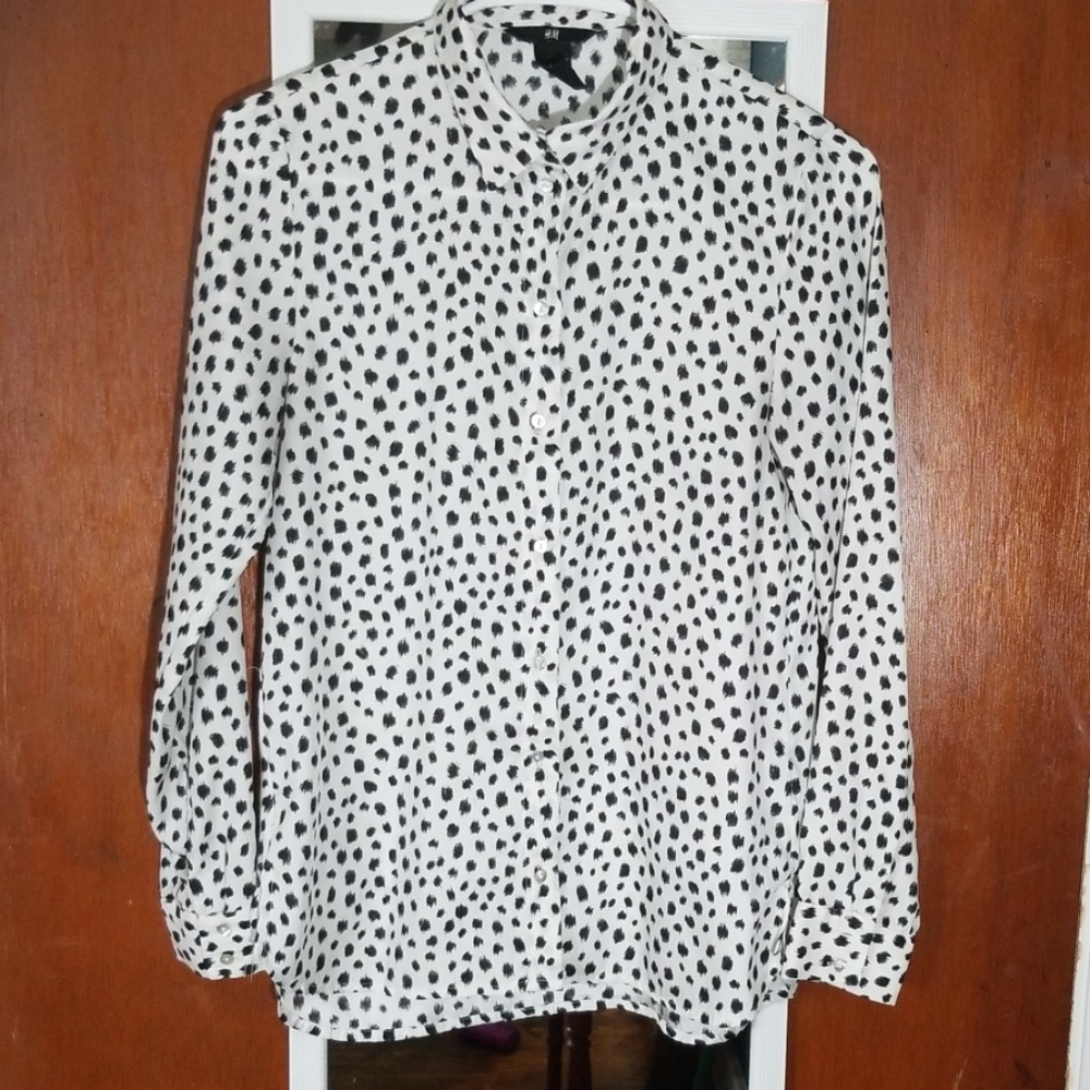 Dalmatian printed button down blouse.